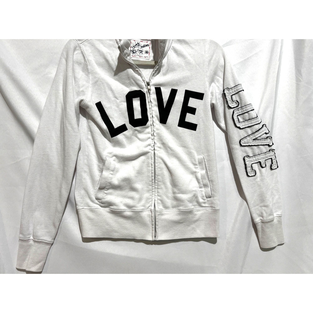 Reflex Full‎ Zip Knit Jacket Women's Sz M Love 3d Sweatshirt y2k grunge retro